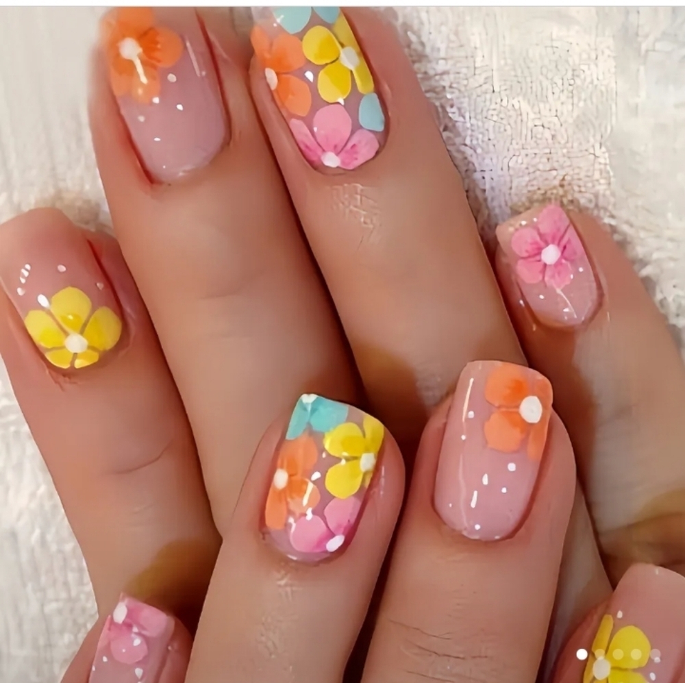 🔥3/$21 dainty floral design Press on False nails